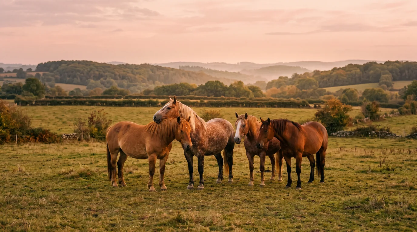 Les chevaux du La ferme de la Terr'Happy en liberté, Haute-Vienne
